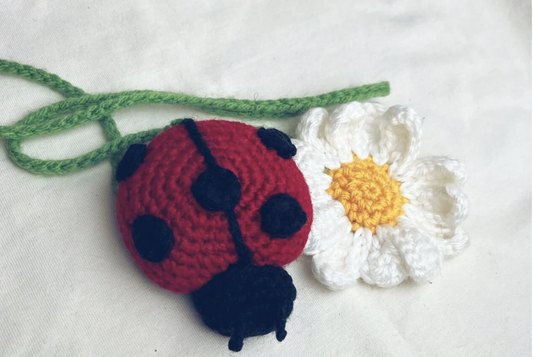 Handmade Crochet Ladybug & Daisy Car Hanger or Bag Charm