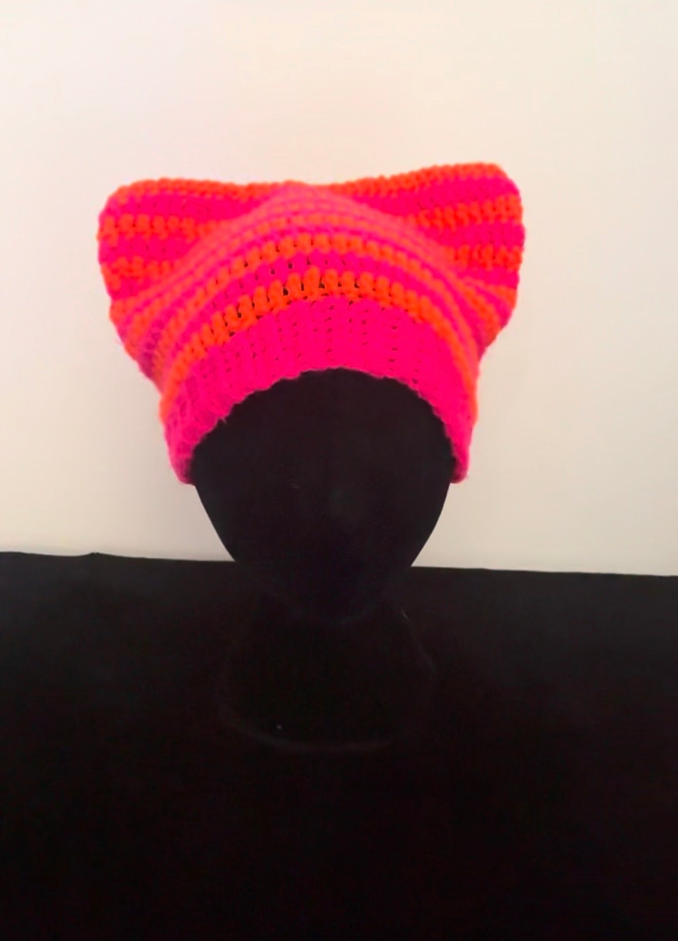 🐱 Neon Kitty Crochet Beanie