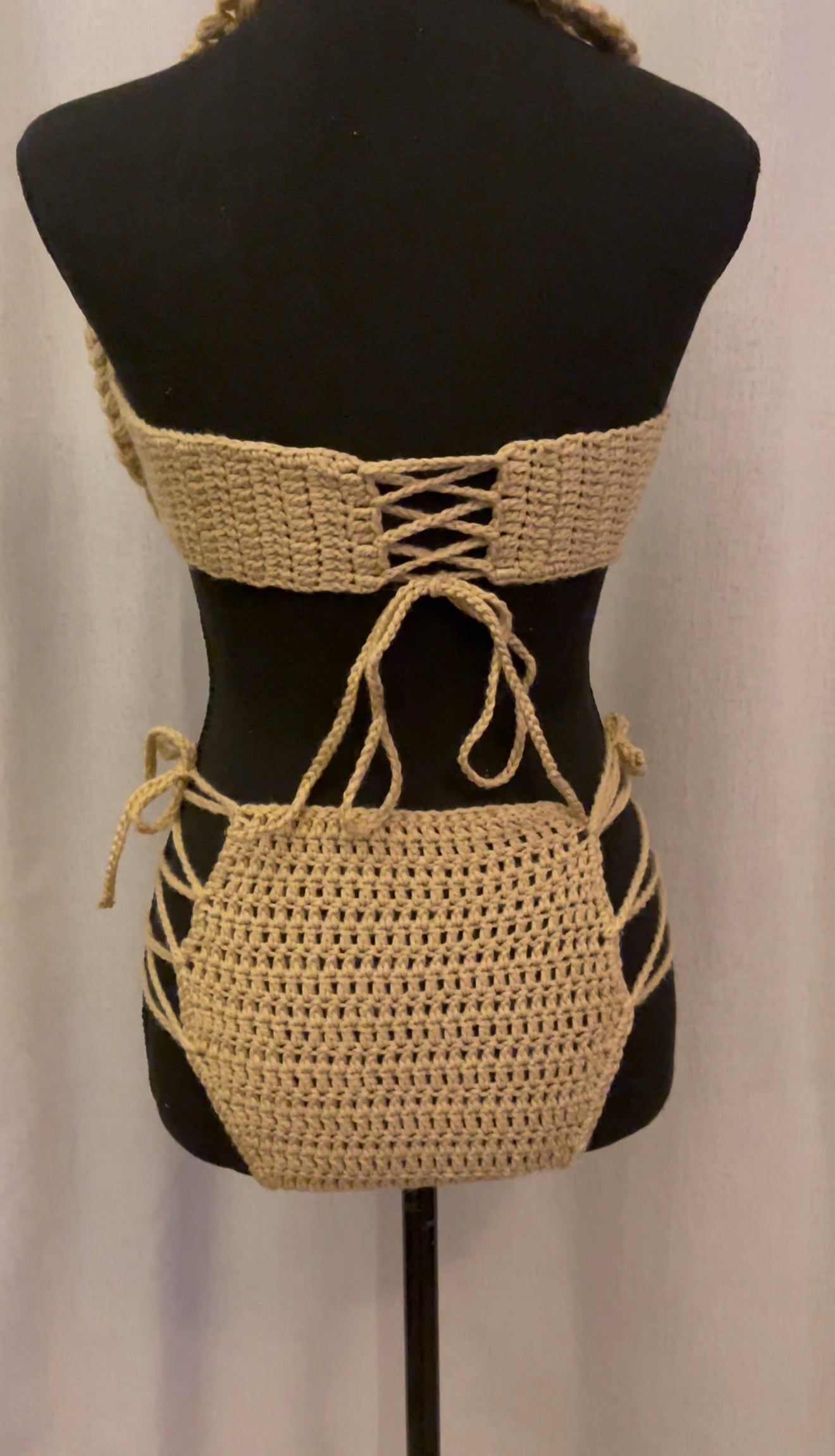 Tan Braided Top Bikini Set