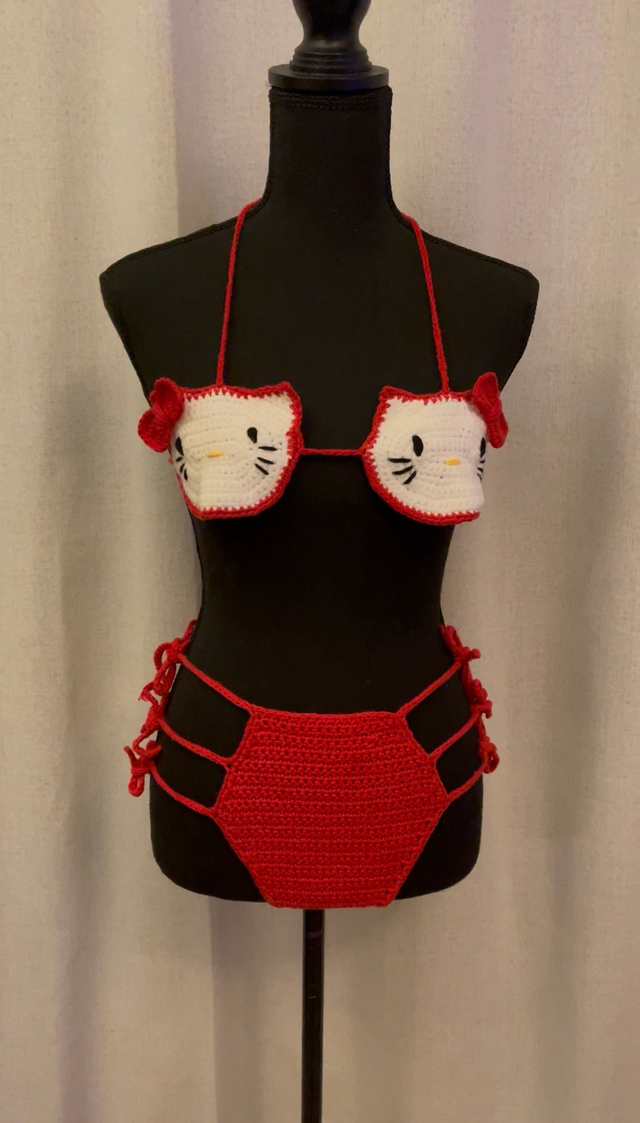 Kitty Kisses Crochet Bikini Set