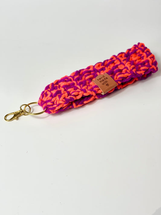 Handmade Crochet Keychain – Hot Pink & Purple Charm