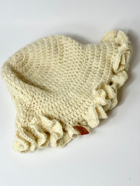 Handmade Crochet Ruffle Trim Hat