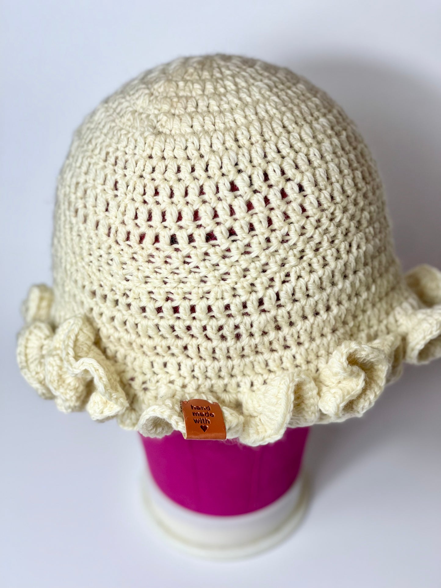 Handmade Crochet Ruffle Trim Hat