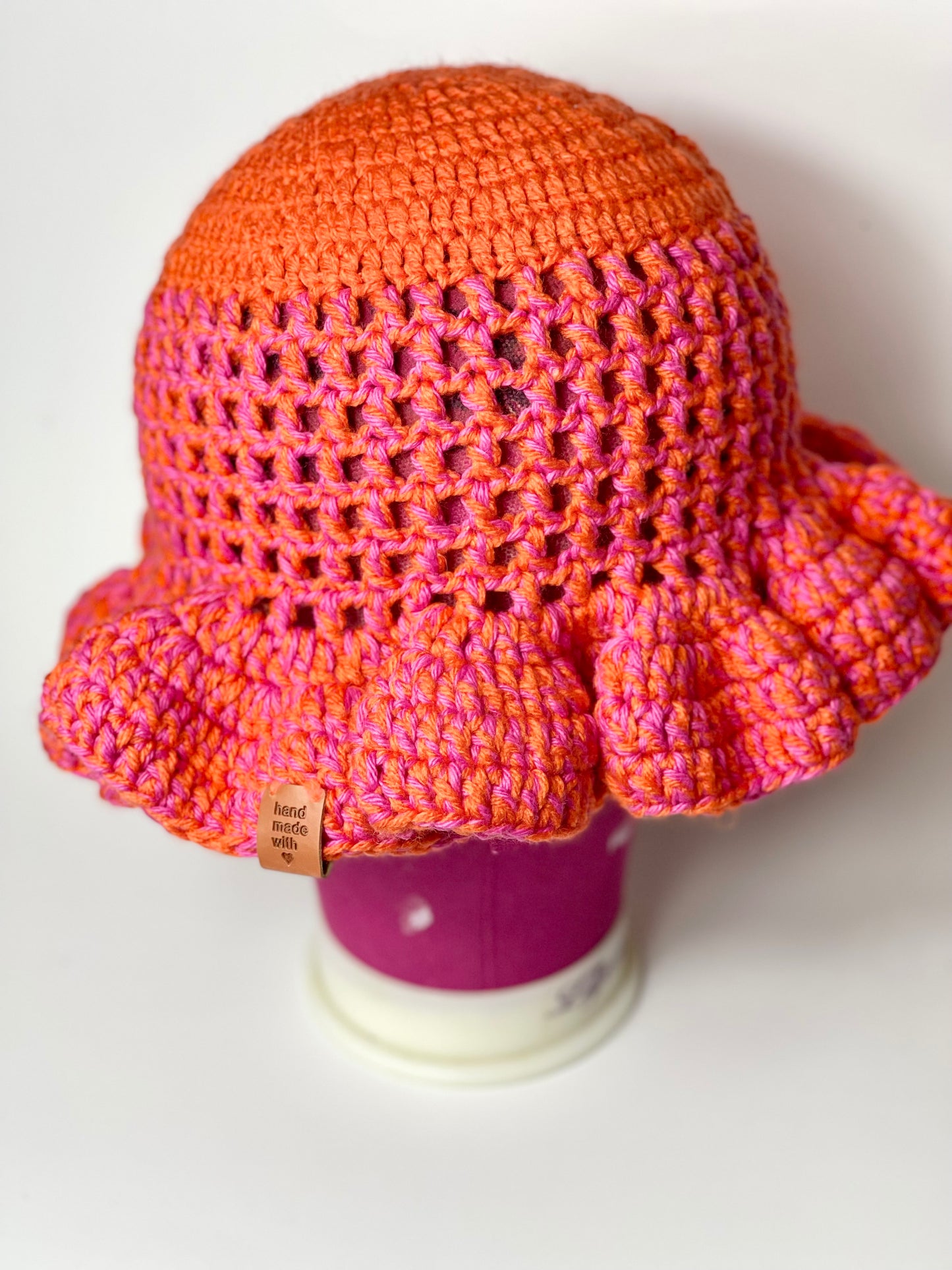Handmade Crochet Ruffle Trim Hat