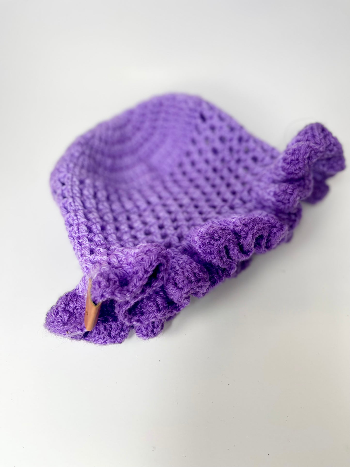 Purple Mesh Ruffle Trim Hat