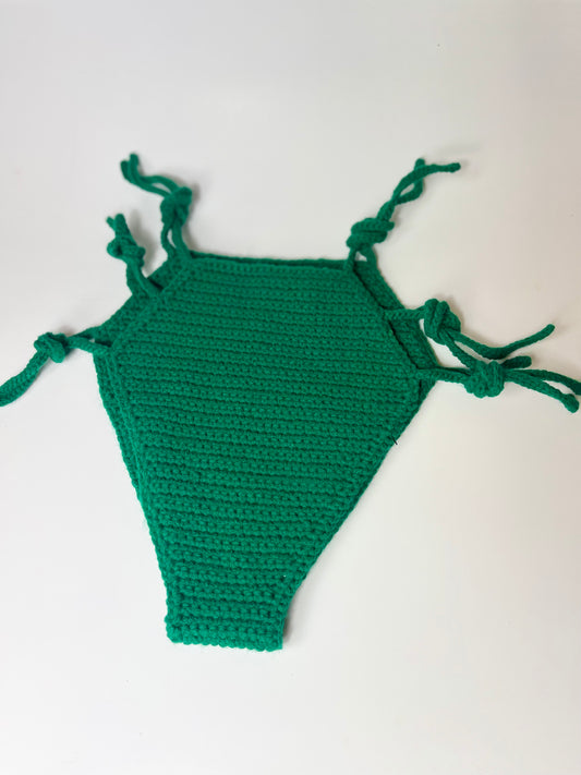 Handmade Crochet Tribal Bikini Bottom – Teal Green (XS–XXL)