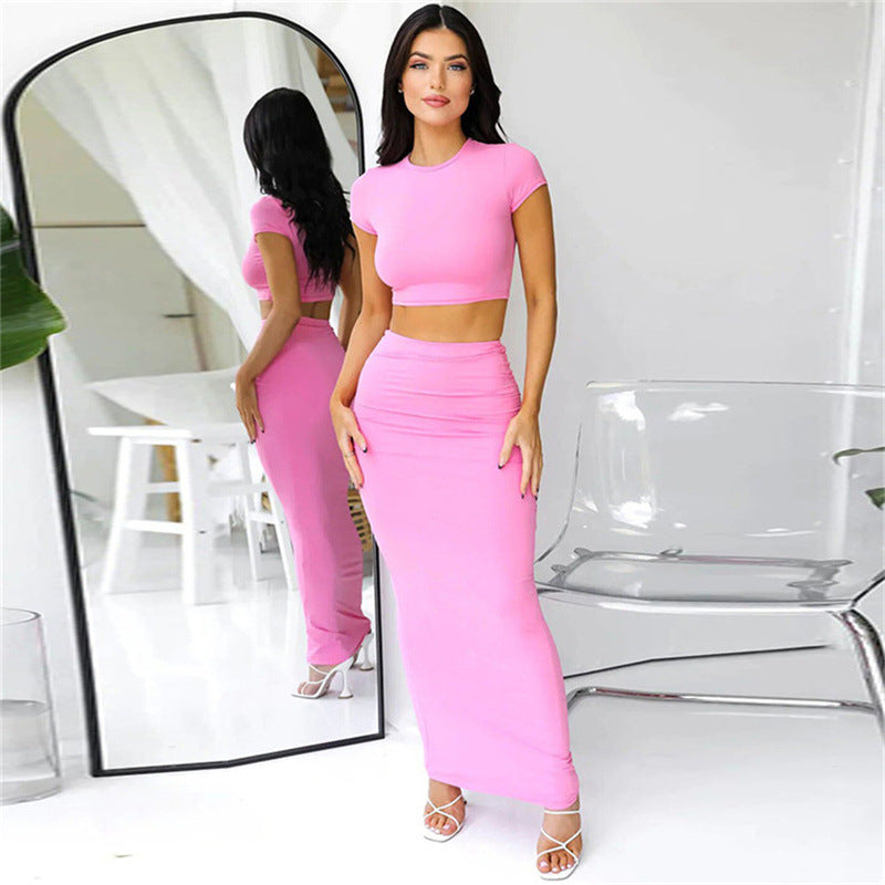Womens Fashion- Skirt set- Short Sleeve- Outfit Ideas-Affordable Fashion-Black-Pink-White-Skyblue