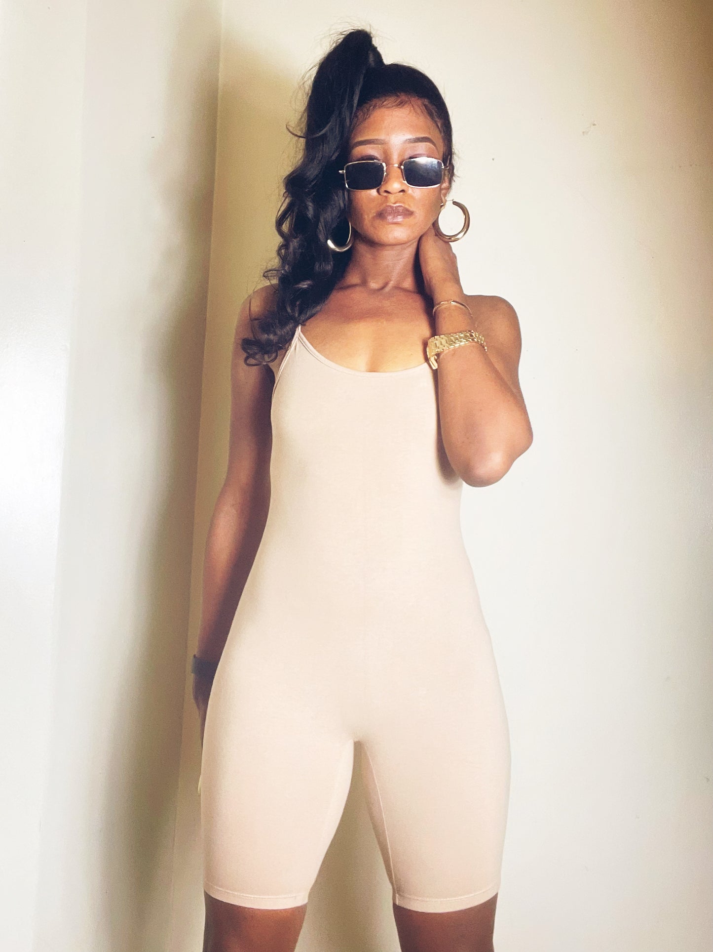 Shortie Snatched Romper -Nude