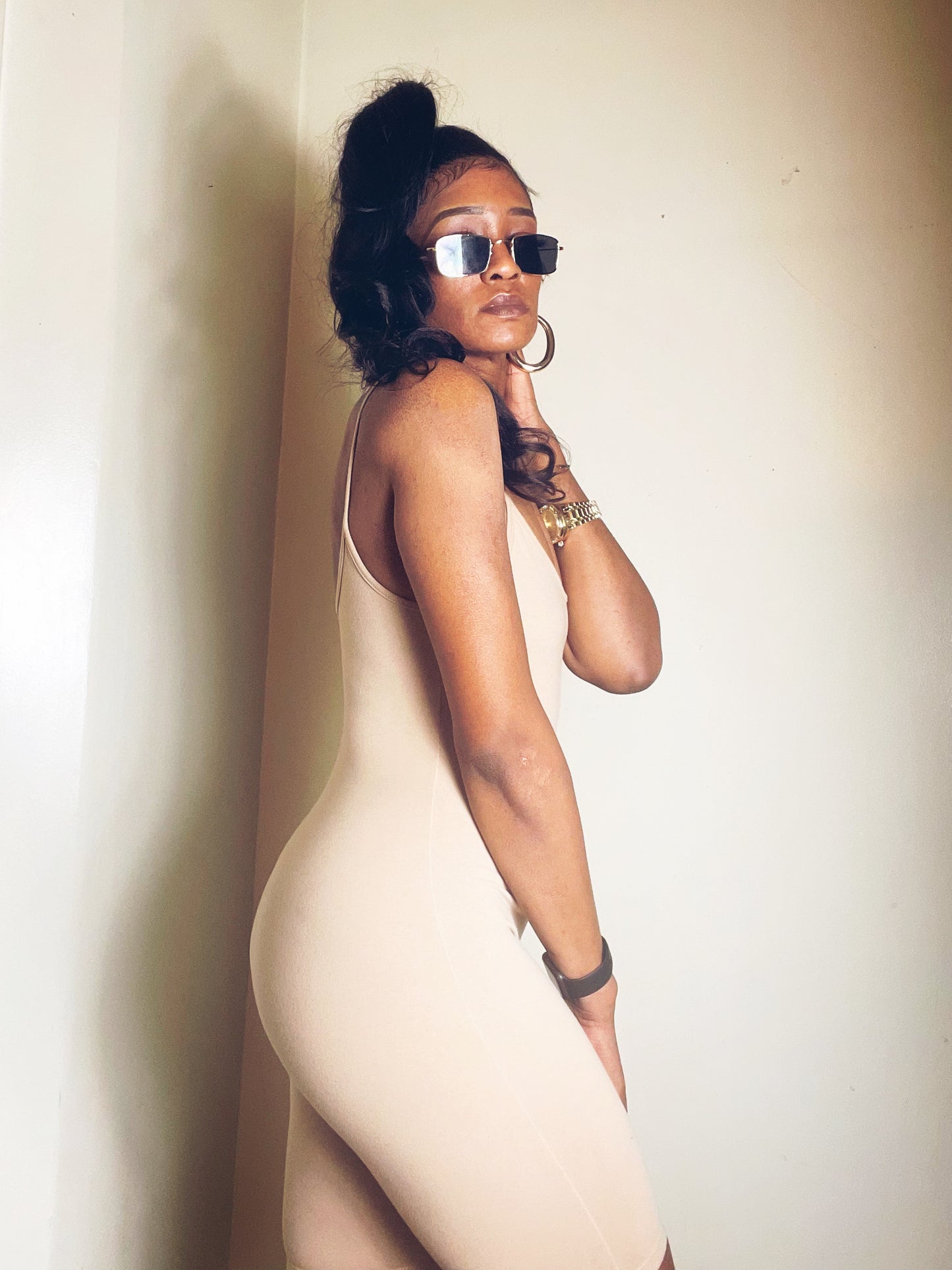 Shortie Snatched Romper -Nude