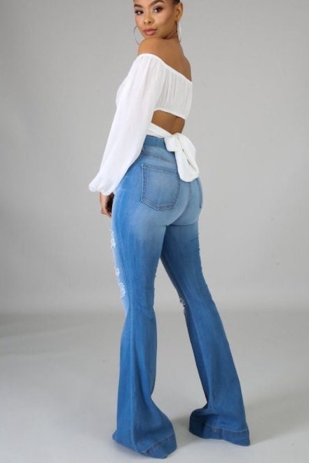 Bring'em Back Denim Flare Leg Bottoms - BOSSED UP FASHION