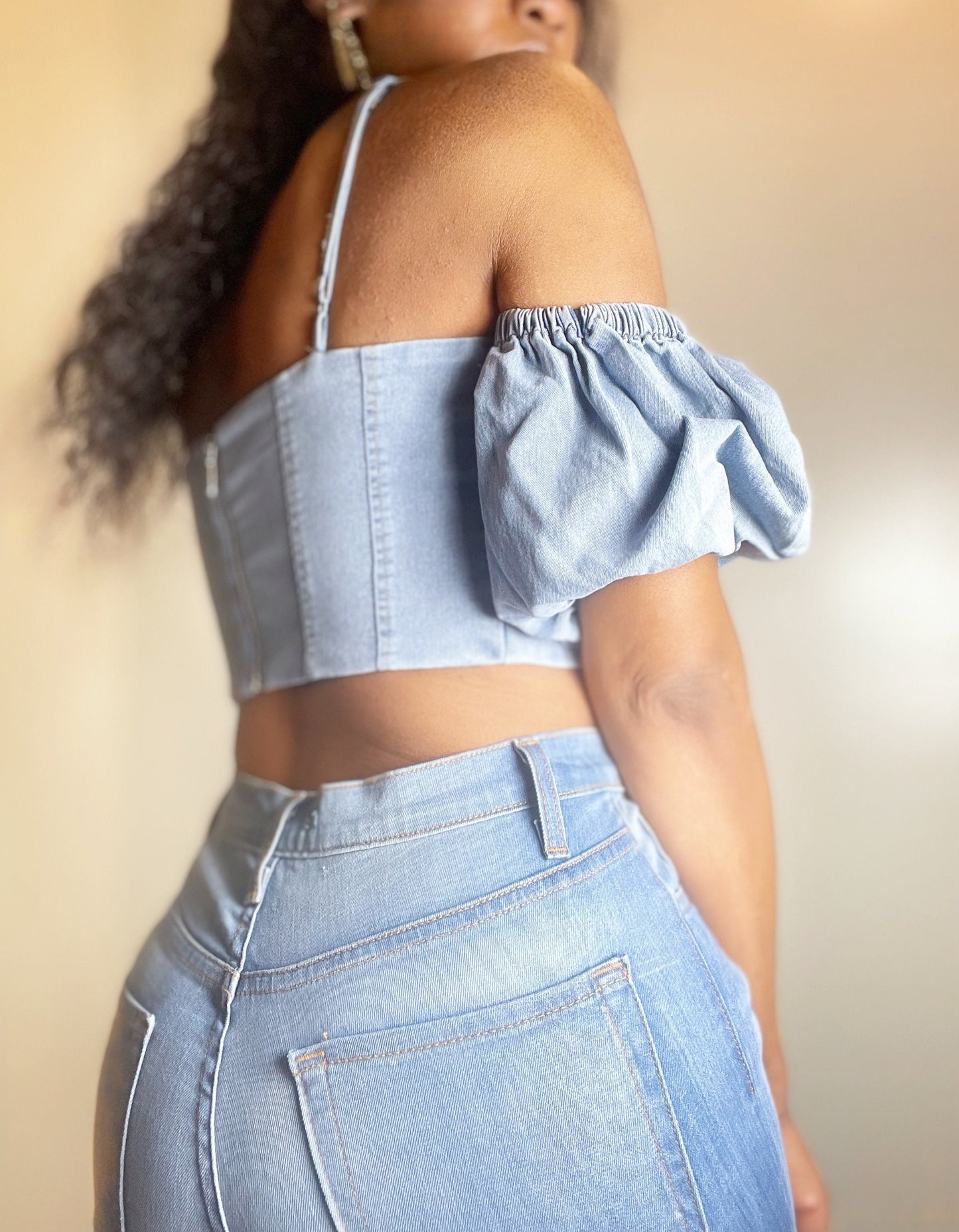 Romeo Juliet Denim Ruffle Sleeve Top - BOSSED UP FASHION