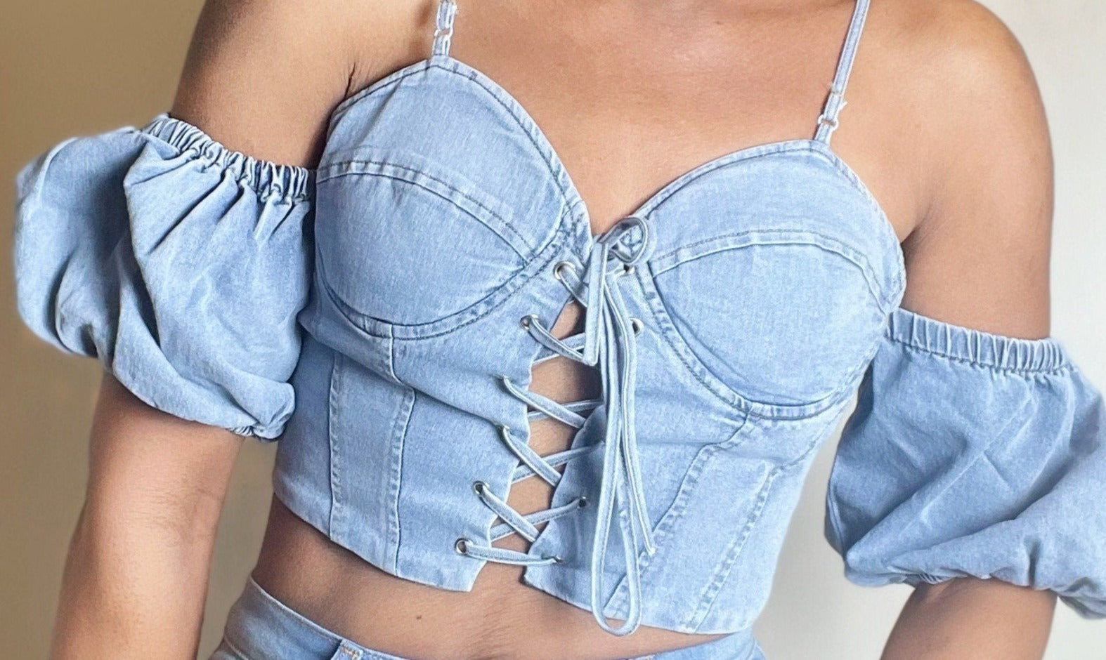 Romeo Juliet Denim Ruffle Sleeve Top - BOSSED UP FASHION