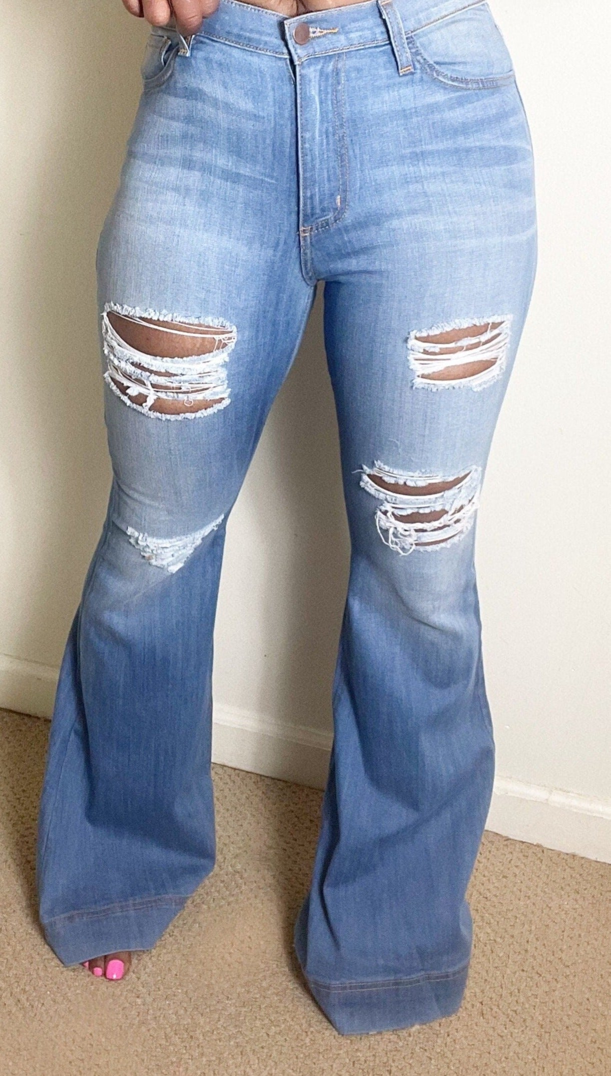 Bring'em Back Denim Flare Leg Bottoms -Womens Fashion - BOSSED UP FASHION