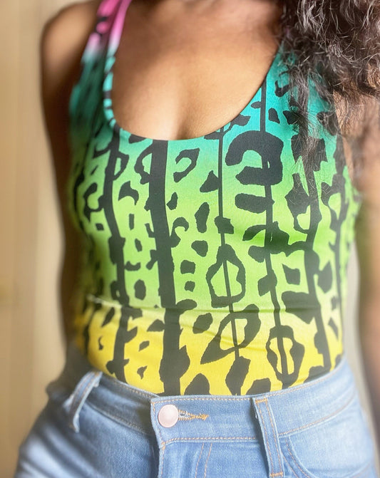 Multi-colored Cheetah Print Bodysuit-Street Wear- Womens Fashion-Concert Fashion - BOSSED UP FASHION