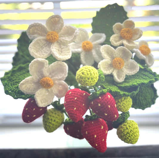 Handmade Crochet Strawberry Plant