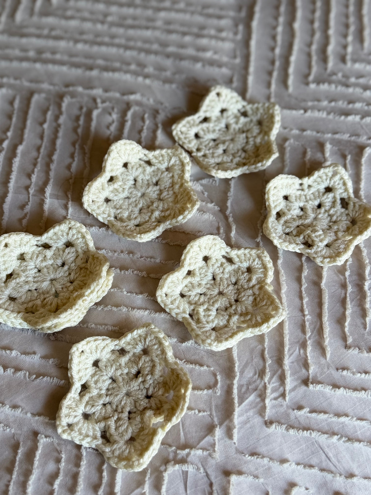 Handmade Crochet Star Christmas Ornaments – Ivory Cream Rustic Farmhouse Holiday Decor