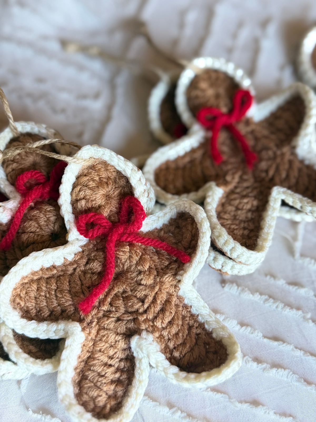 Handmade Crochet Gingerbread Christmas Ornaments