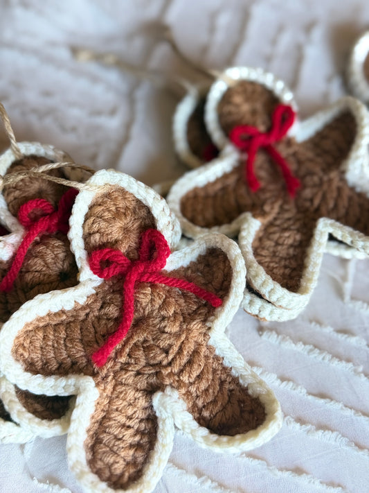 Handmade Crochet Gingerbread Christmas Ornaments