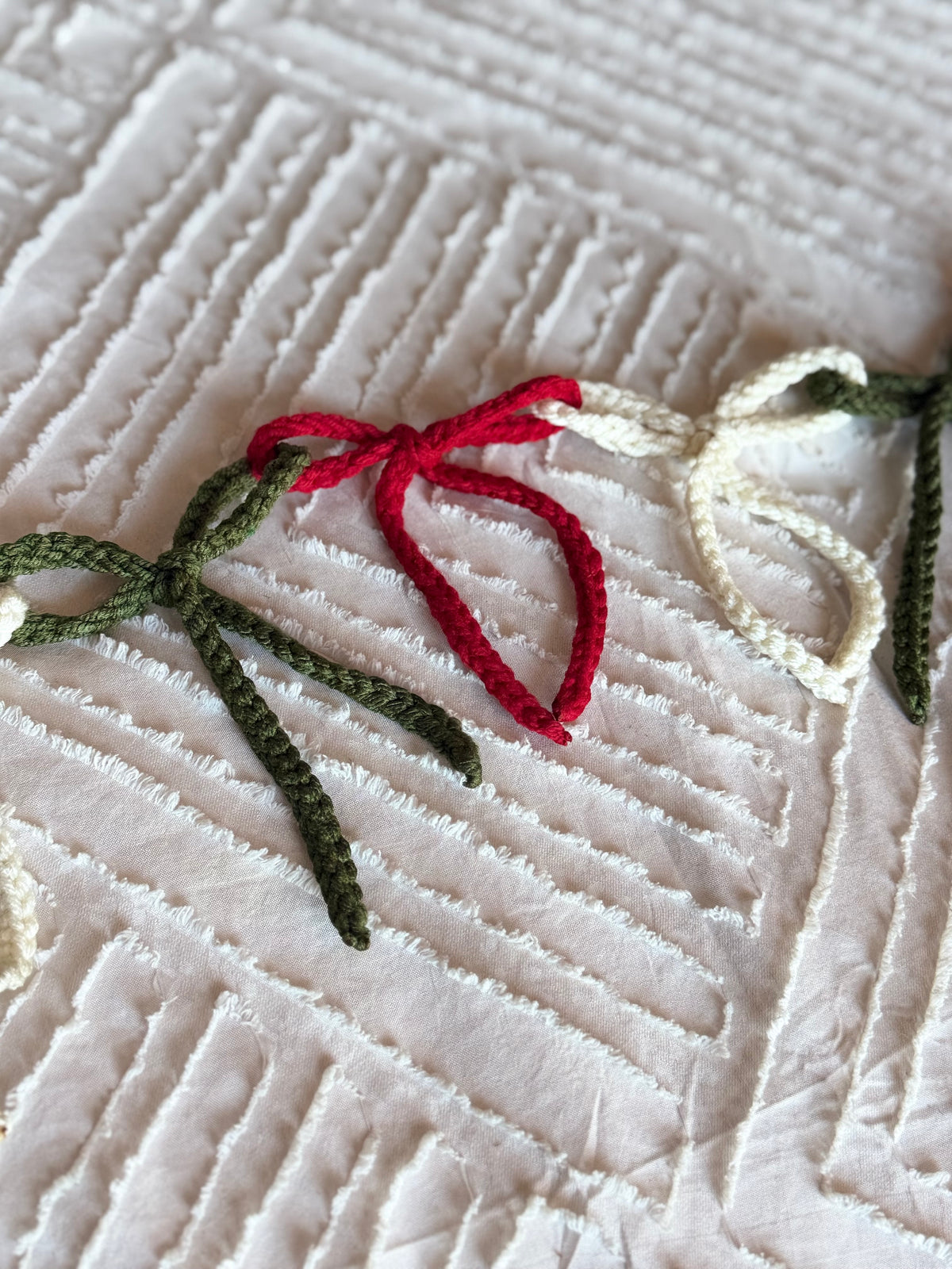 Handmade Crochet Christmas Bow Garland
