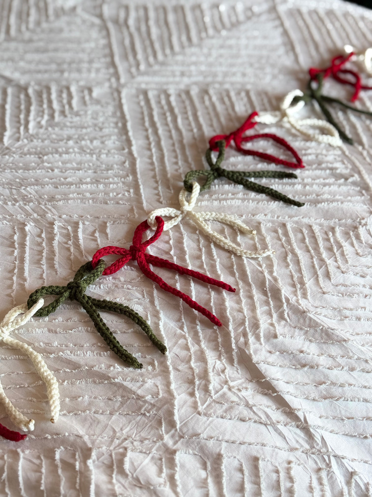 Handmade Crochet Christmas Bow Garland