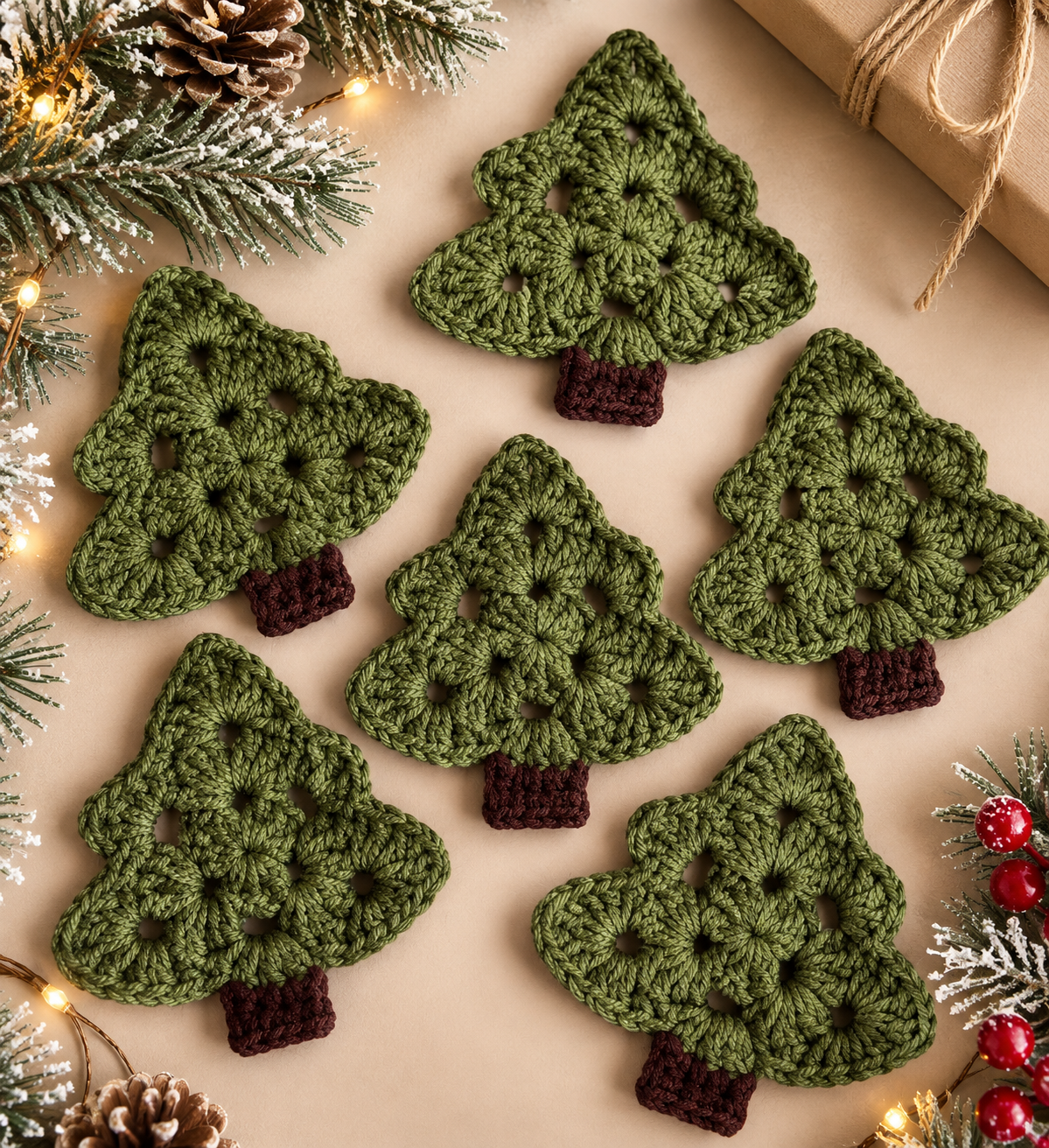 Handmade Crochet Christmas Trees – Rustic Farmhouse Holiday Decor