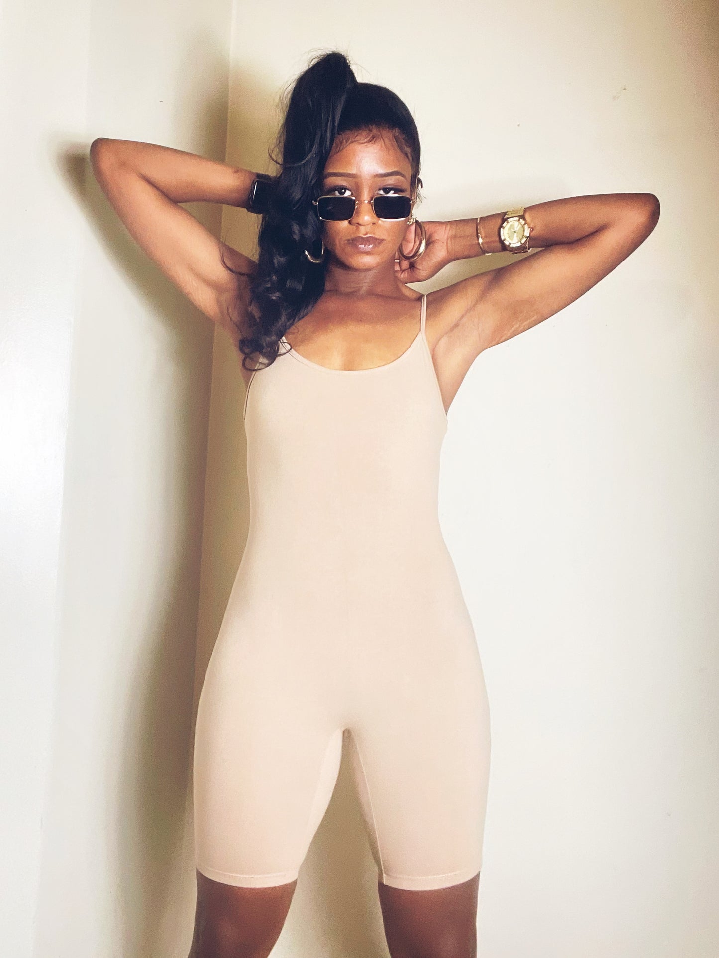 Shortie Snatched Romper -Nude