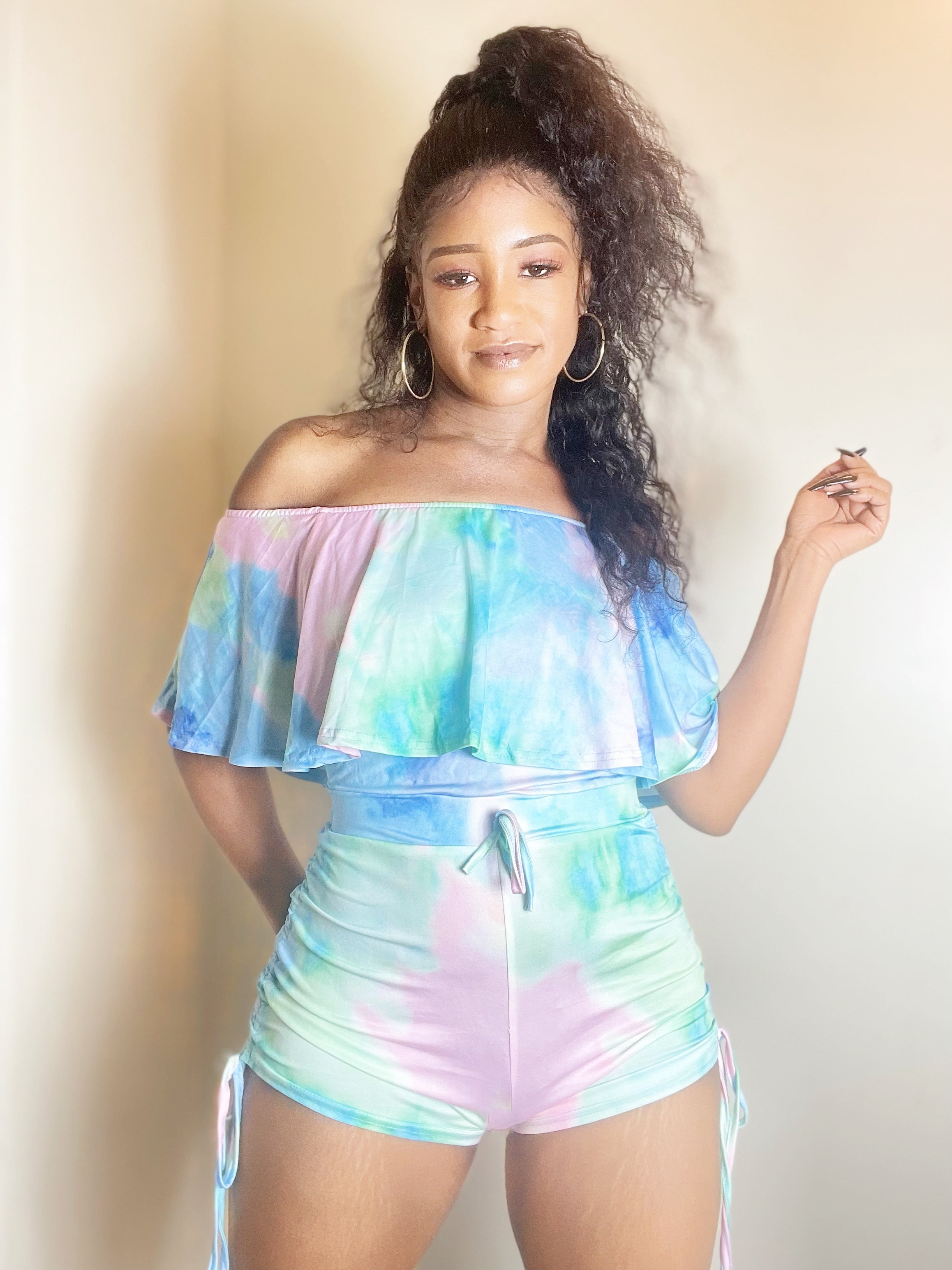 Tie dye outlet short romper