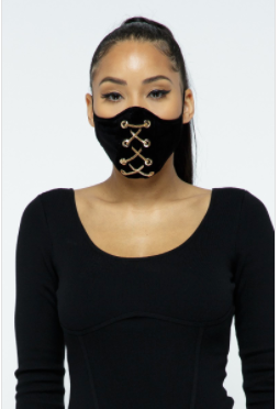 Black-Velvet-Facemask-Gold chain -Womens fashion-Mens fashion- BOSSED UP FASHION
