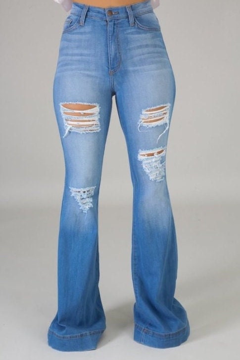 Flare Leg Jeans - Womens Fashion-Concert-BOSSED UP FASHION