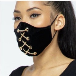 Velvet Chain Face Mask - BOSSED UP FASHION