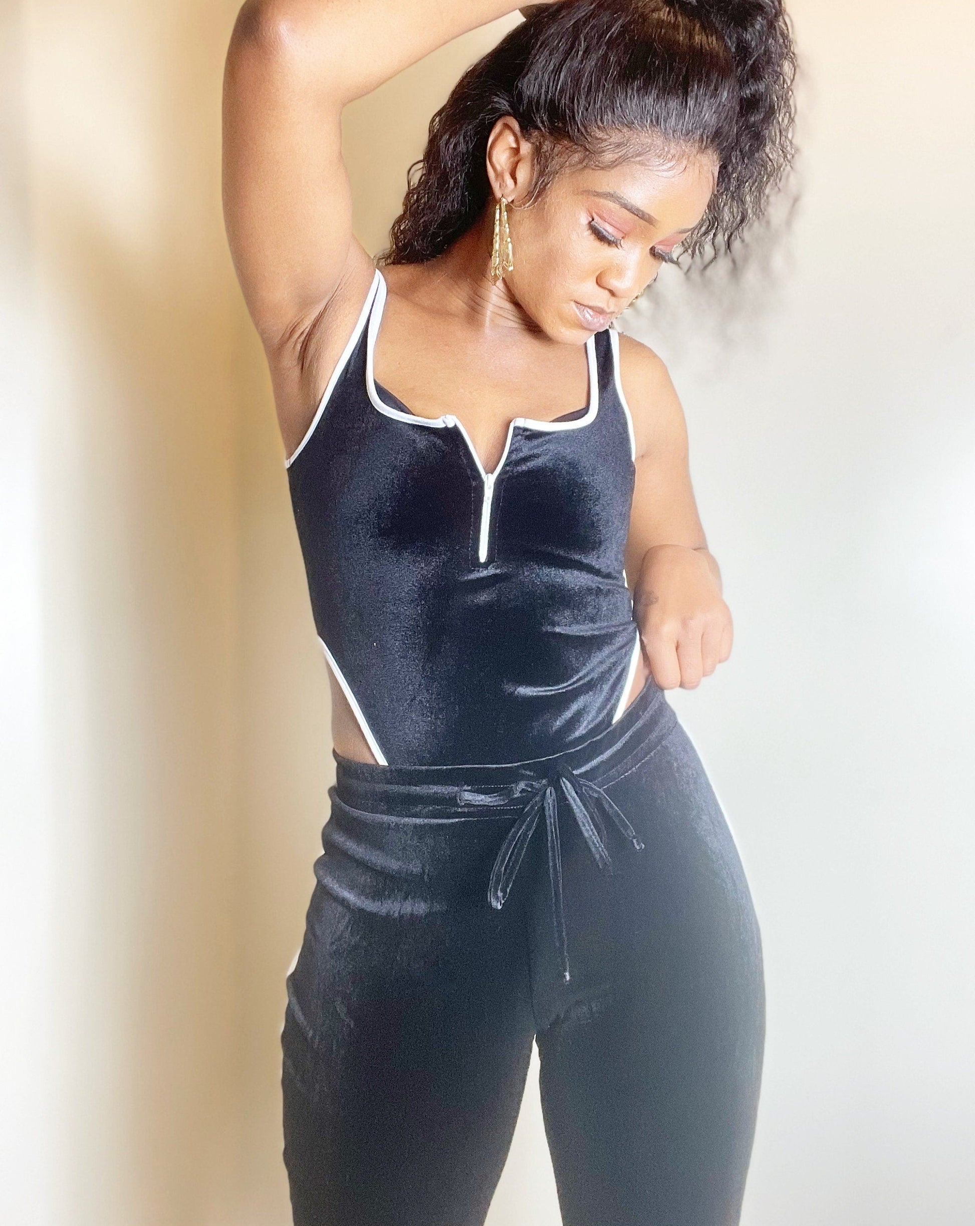 Goal chaser Velour Two-piece Jumpsuit - BOSSED UP FASHION